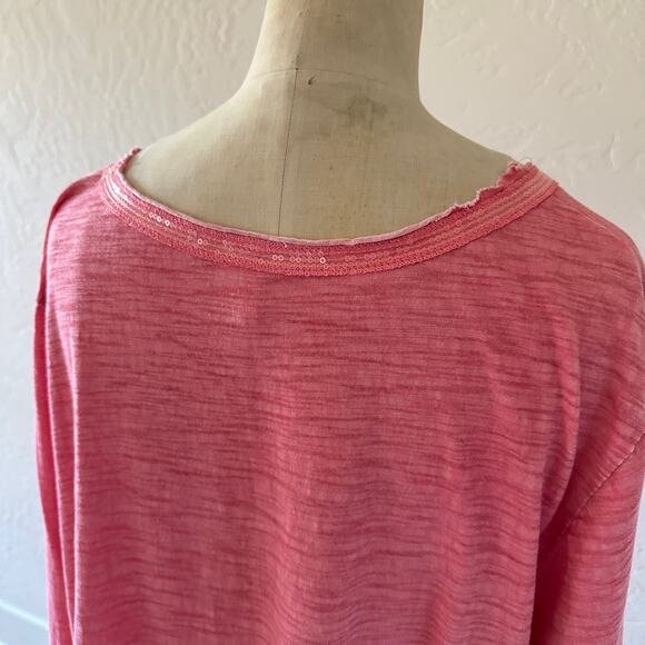 LULU B | Womens Pullover Cotton Top Sequin Trim Size 1X Pink Whimsical Lagenlook - Picture 7 of 10